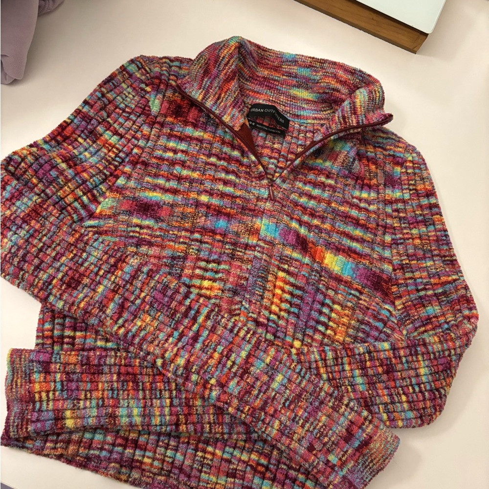 Urban Outfitters Colorful Knit Zip-Up Top